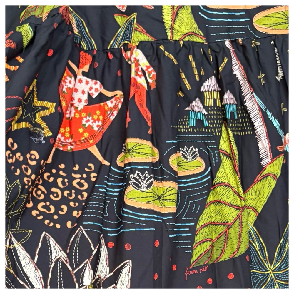 NWT Farm Rio Whimsical Printed Button front Shirt Maxi Dress, M - Picture 16 of 17
